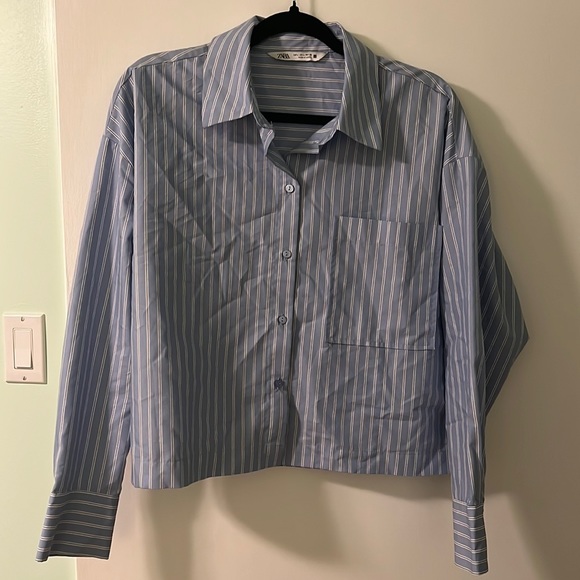 Zara cropped boxy button up shirt size L - Picture 2 of 6